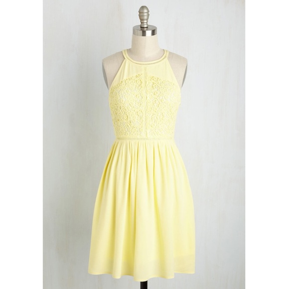 pastel yellow lace dress